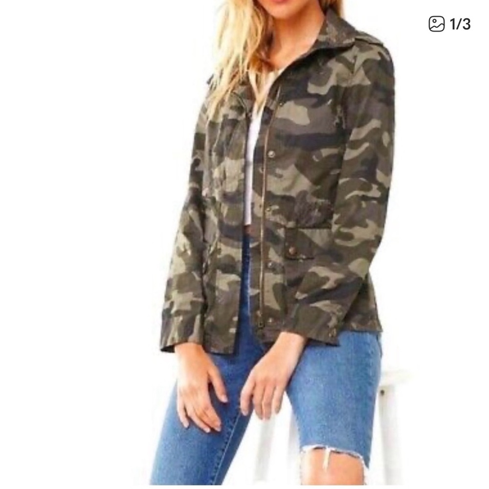 Love Tree Camouflage Cinch Waist Utility Jacket